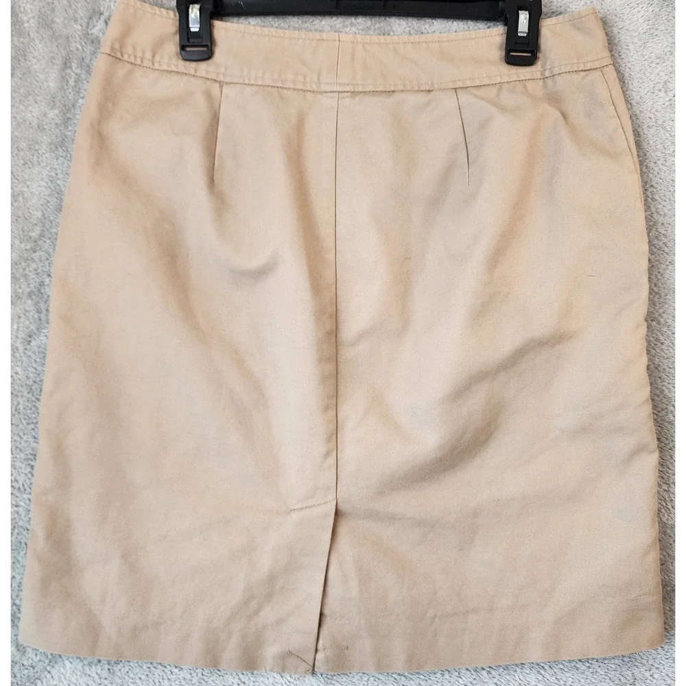 Worthington Skirt Womens 12 Tan Khaki Cotton Blend Lined Utility Pocket Pencil
